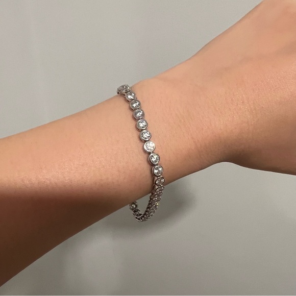 NEW Diamonique Sterling Silver Bezel Tennis Bracelet - Picture 5 of 10